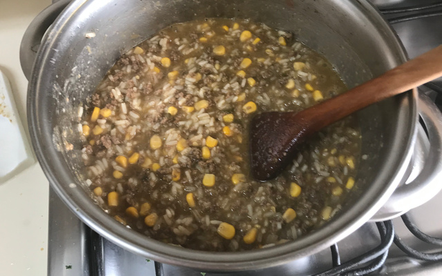 Risoto de carne moída
