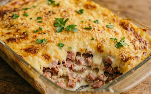 Escondidinho de calabresa suculento com requeijão