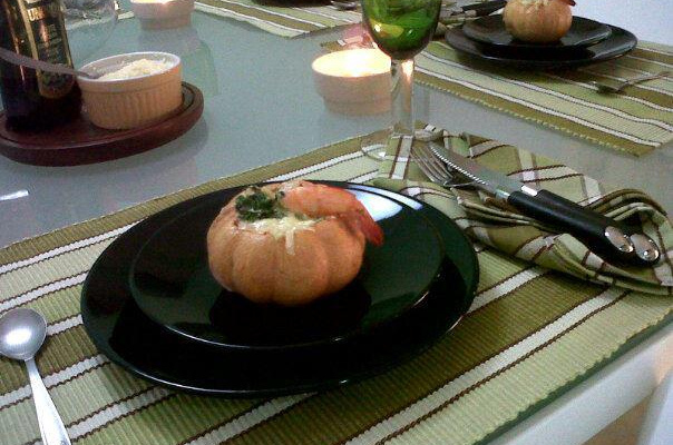 Minimoranga ao creme de camarão