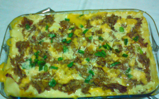 Lasanha de carne seca