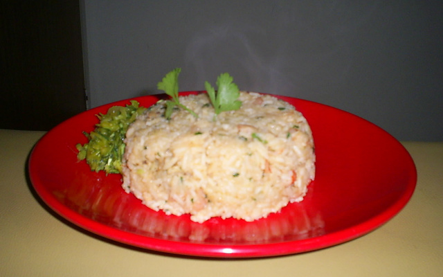 Risoto de camarão com alho poró