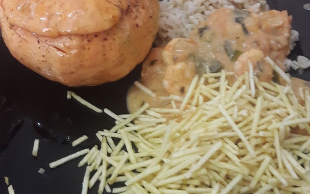 Camarão com catupiry na moranga