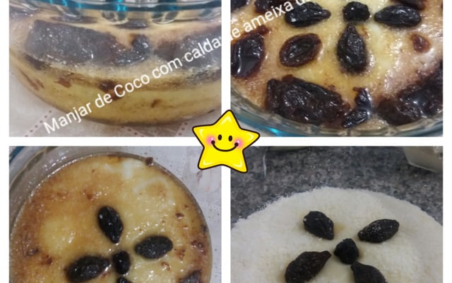 Manjar de coco com calda de ameixa