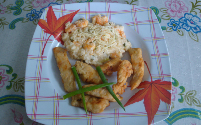 Risoto cremoso de camarão