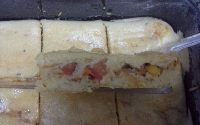 Torta de liquidificador de legumes coloridos