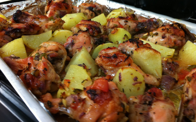 Frango assado com batata