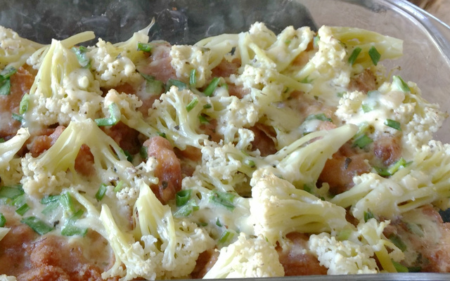 Filé de frango com couve flor ao forno