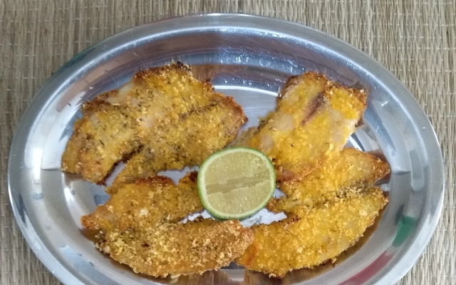 Filé de peixe empanado sem fritura