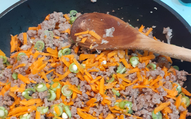 Carne com cenoura e vagem