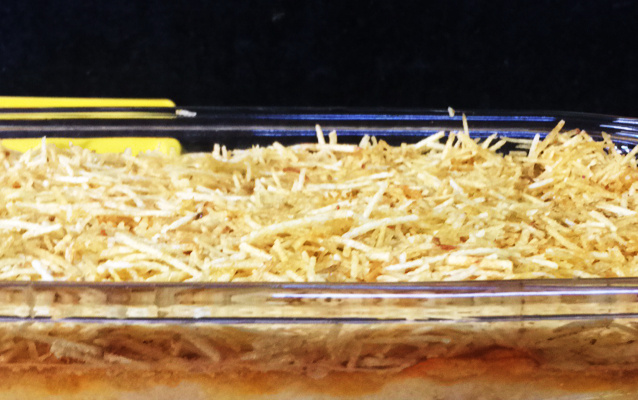 Torta de frango com batata palha