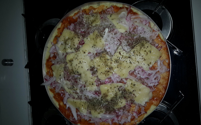 Pizza de arroz com rabanete