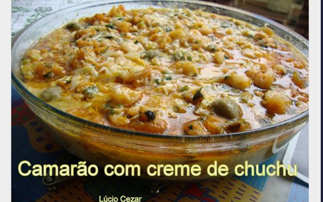 Camarão com creme de chuchu