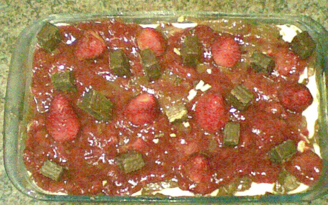 Delícia de chocolate com morango