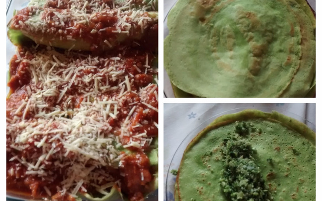 Panqueca de espinafre com recheio de palmito