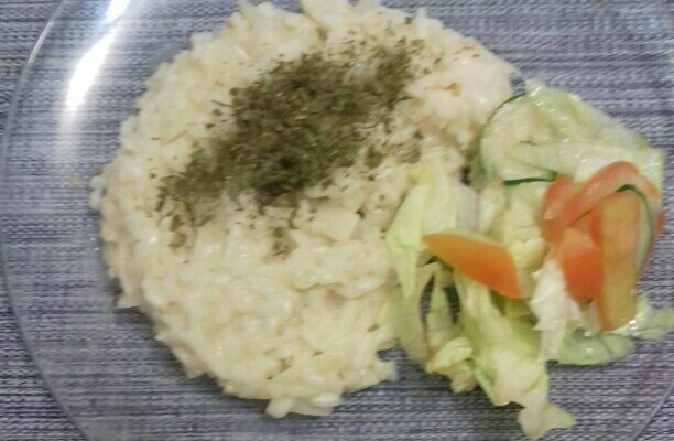 Risoto de cebola e palmito