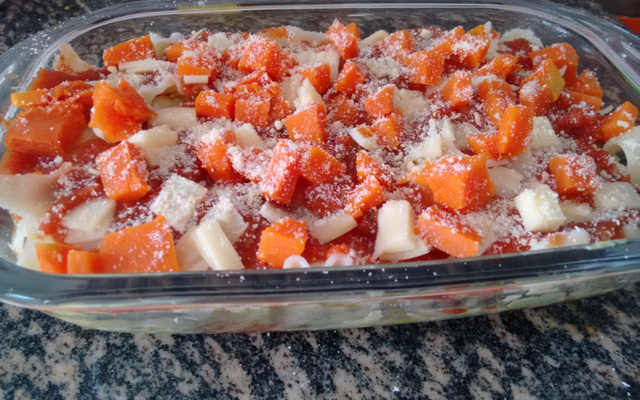 Lasanha de abóbora com creme de milho