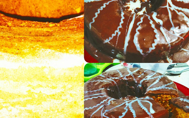 Bolo de cenoura com calda de chocolate que derrete na boca