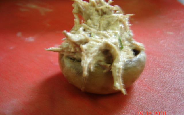 Cogumelos gigantes recheados com carne seca e abóbora