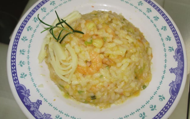 Risoto de abóbora e camarão