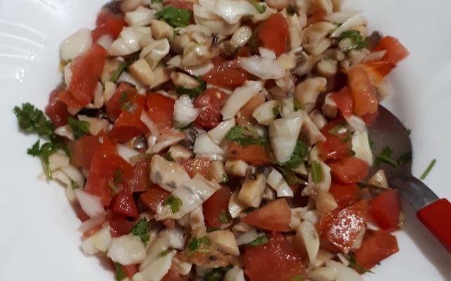 Salada de peguari com palmito 