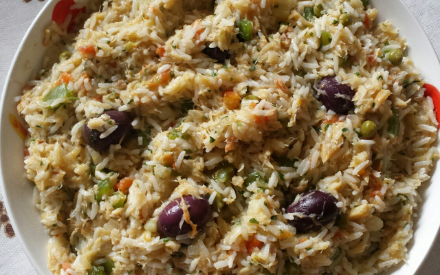 Risoto de bacalhau com leite de coco