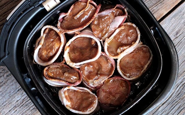 Filé mignon suíno com bacon na airfryer