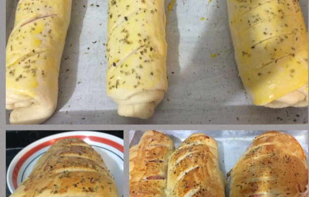 Pãezinhos de presunto e queijo