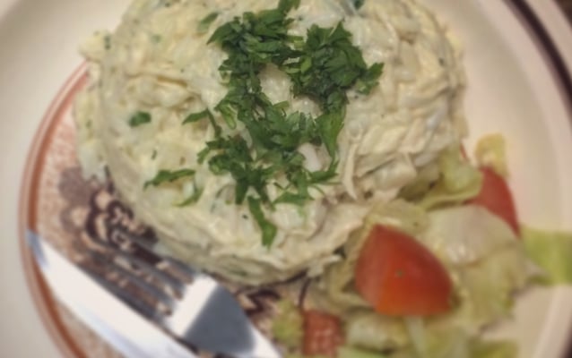 Risoto cremoso de frango com queijo