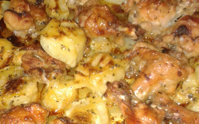 Frango assado com batata