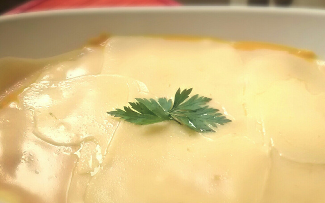 Abóbora com frango desfiado