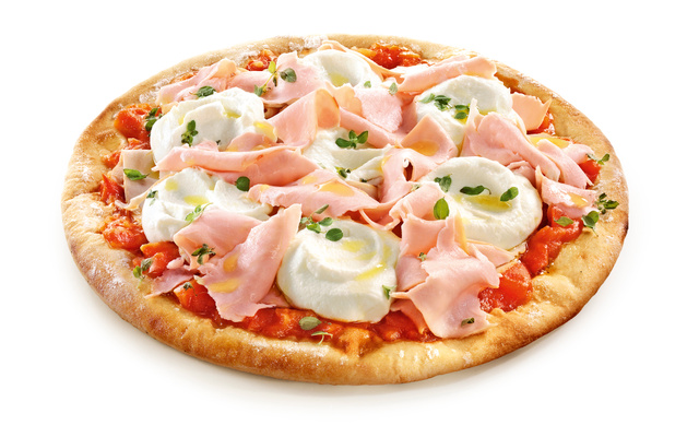 Pizza de peito de peru e creme de ricota