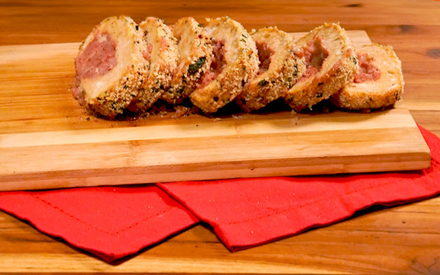 Rocambole de Frango com Linguiça em Crosta Crocante na Air Fryer