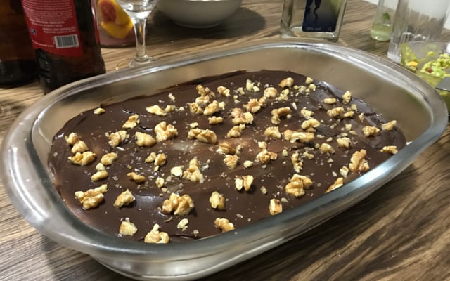 Pavê vegano de chocolate e nozes