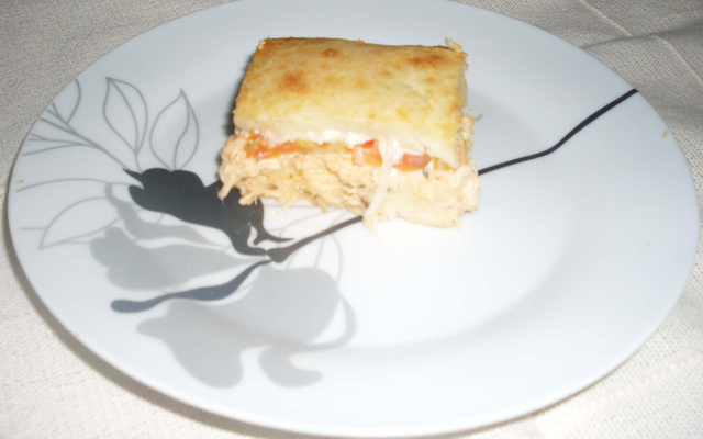 Torta cremosa de frango de liquidificador