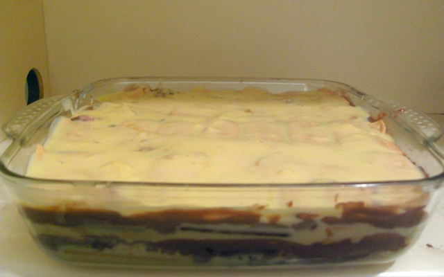 Torta de bolacha de baunilha e chocolate