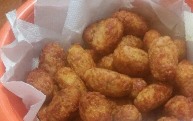 Bolinho de arroz com bacon