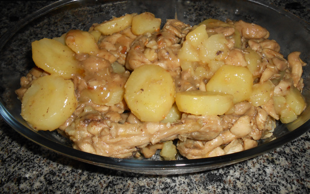 Frango assado com creme de cebola e shoyu