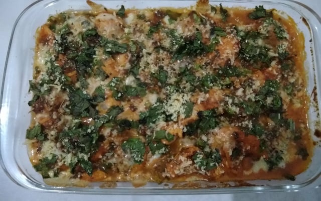 Brócolis com filé de frango à parmegiana