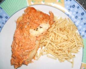 Batata cremosa com catupiry ao molho rosé com frango