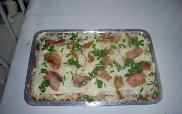Lasanha de bacon com requeijão