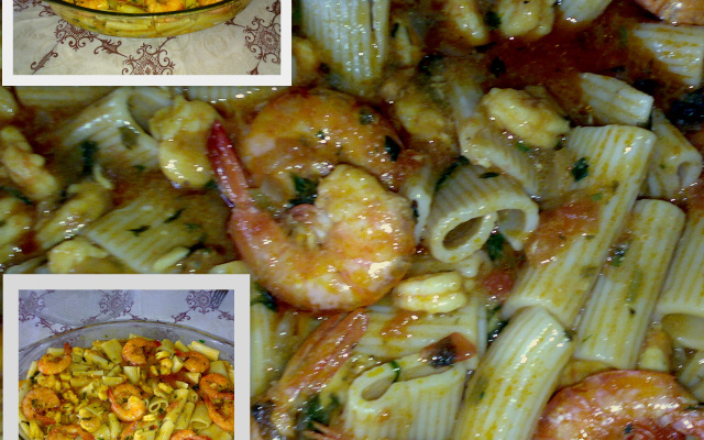 Macarrão x moqueca de camarão