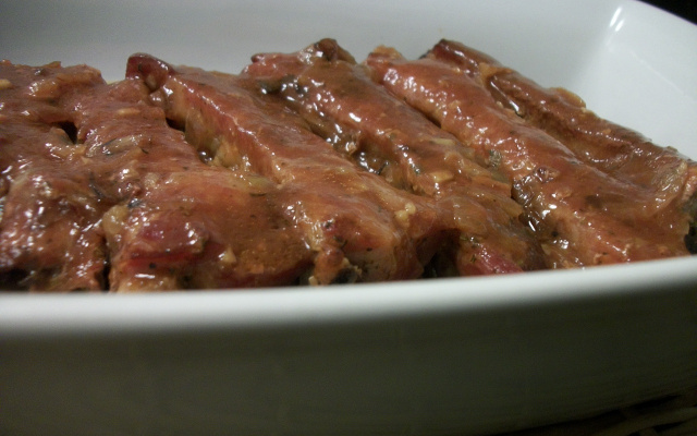 Costelinha com molho flambado