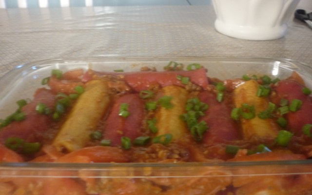 Panquecas coloridas ao molho