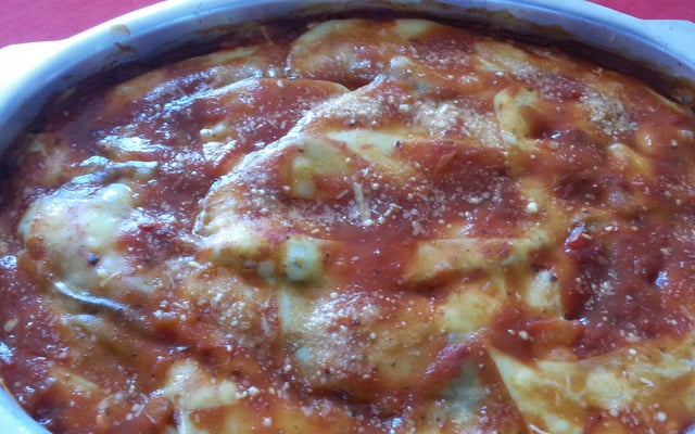 Lasanha de berinjela com peito de frango