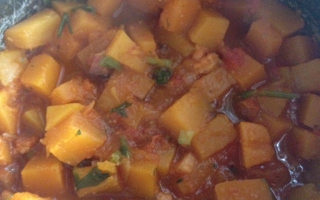 Abóbora refogada com bacon