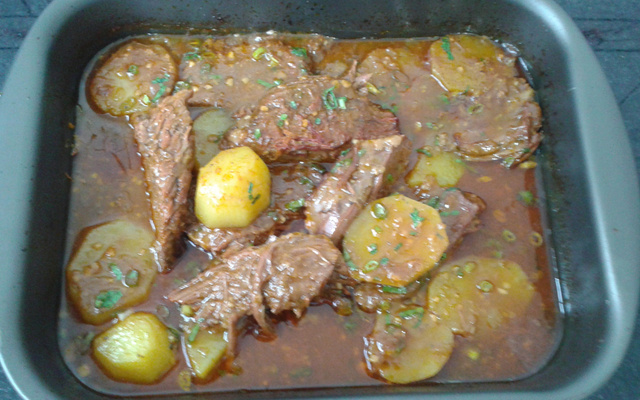 Maminha assada com batatas