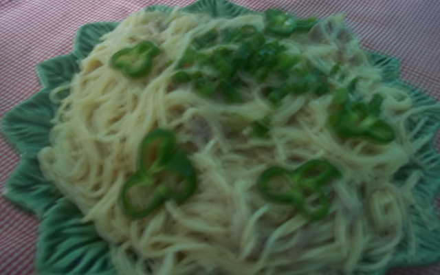 Espaguete espinhoso a dois queijos