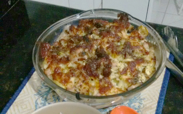 Batatas gratinadas com bacon