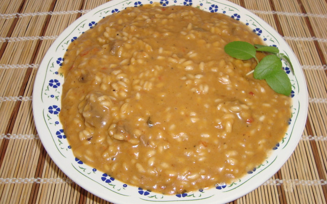 Risoto italiano com iscas de filé