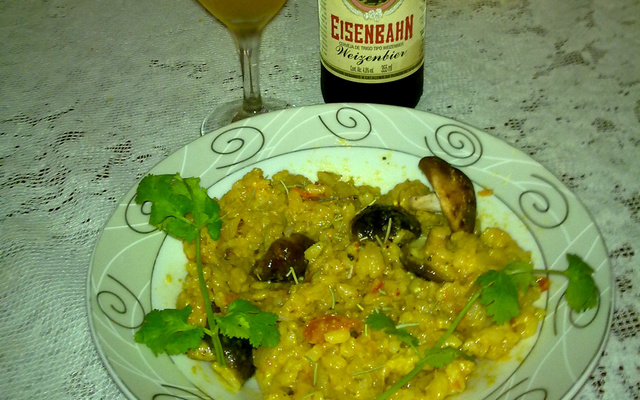 Risoto aromático de shitake e gruyère